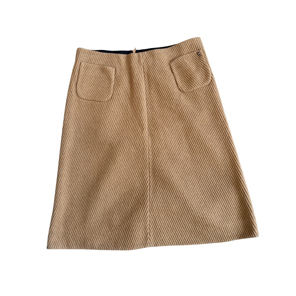 Ottod'Ame Camel Tan Wool Blend Ribbed A-Line Mini Skirt Made in Italy Size 10